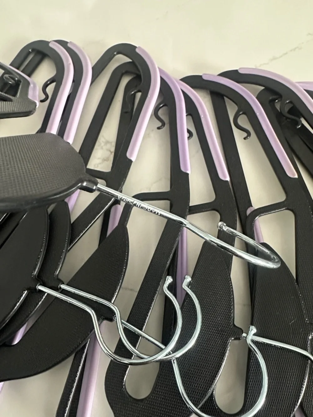 Non-Brand Black and Lavender Non-Slip Plastic Closet Hangers - 12 Pack